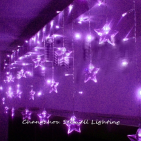 Wholesale NEW!Festival light showcase window decoration 68 pcs star LED lamp Purple H303(1)