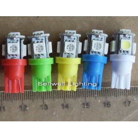 Wholesale GREAT!LED Indicating Lamp  WEDGE W2.1X9.5D T10 5SMD-5050 12V 2.5W Light Color Red,Yellow,White,Blue,Green LED172